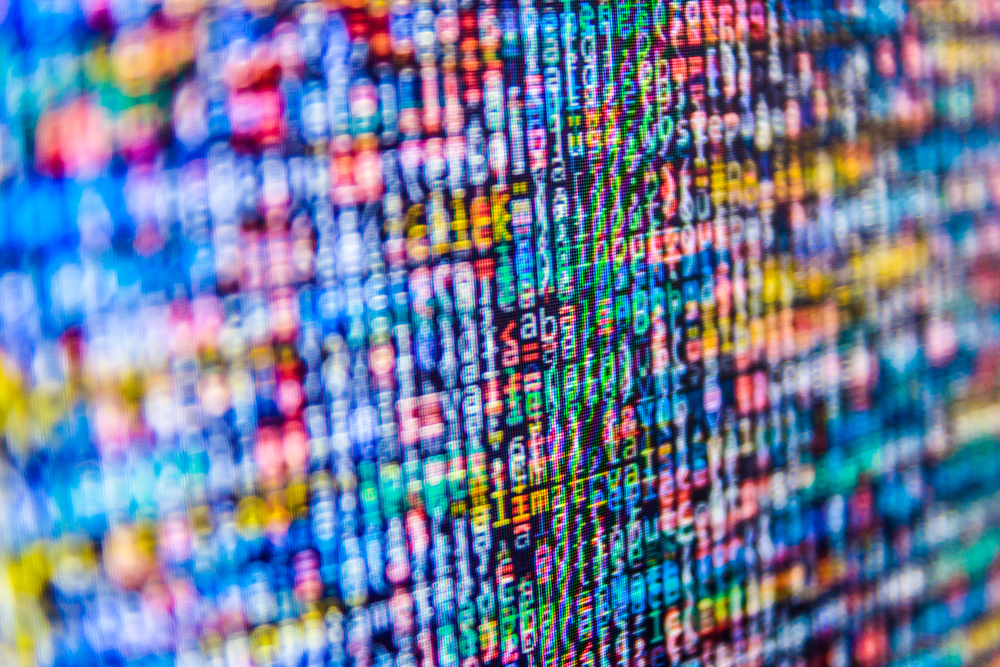Colorful computer screen with numbers