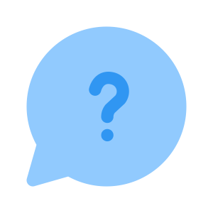 Speech bubble with question mark inside