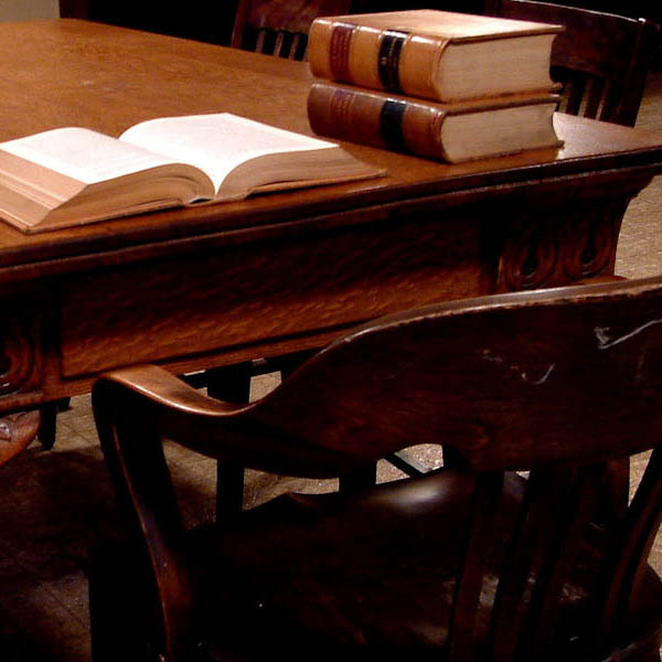 law books and chair
