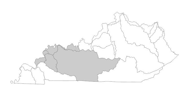 Map depicting the location of Green and Tradewater River Basins within Kentucky