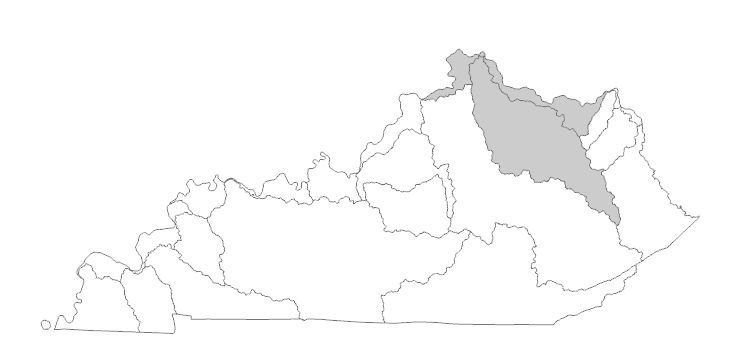 Map depicting the location of Licking River Basin within Kentucky