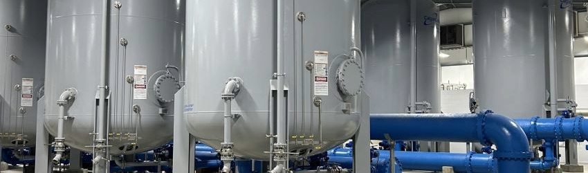 Granular activated carbon system in a water treatment plant.