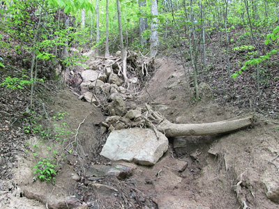 Slide caused by mine drainage