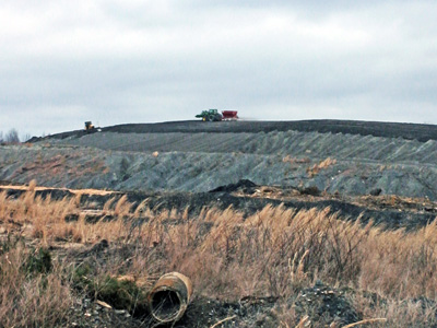 Grading the Oriole Mine refuse pile