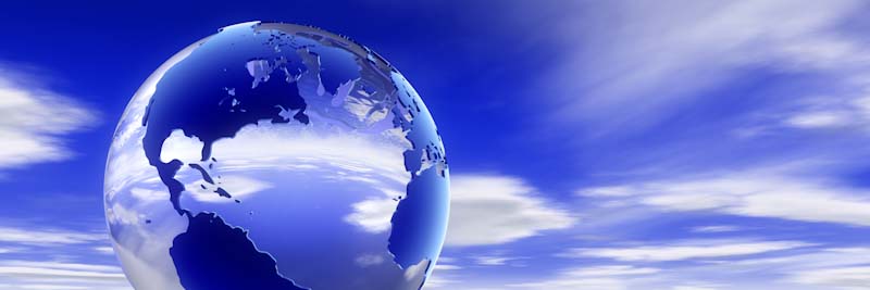 Earth globe against blue sky